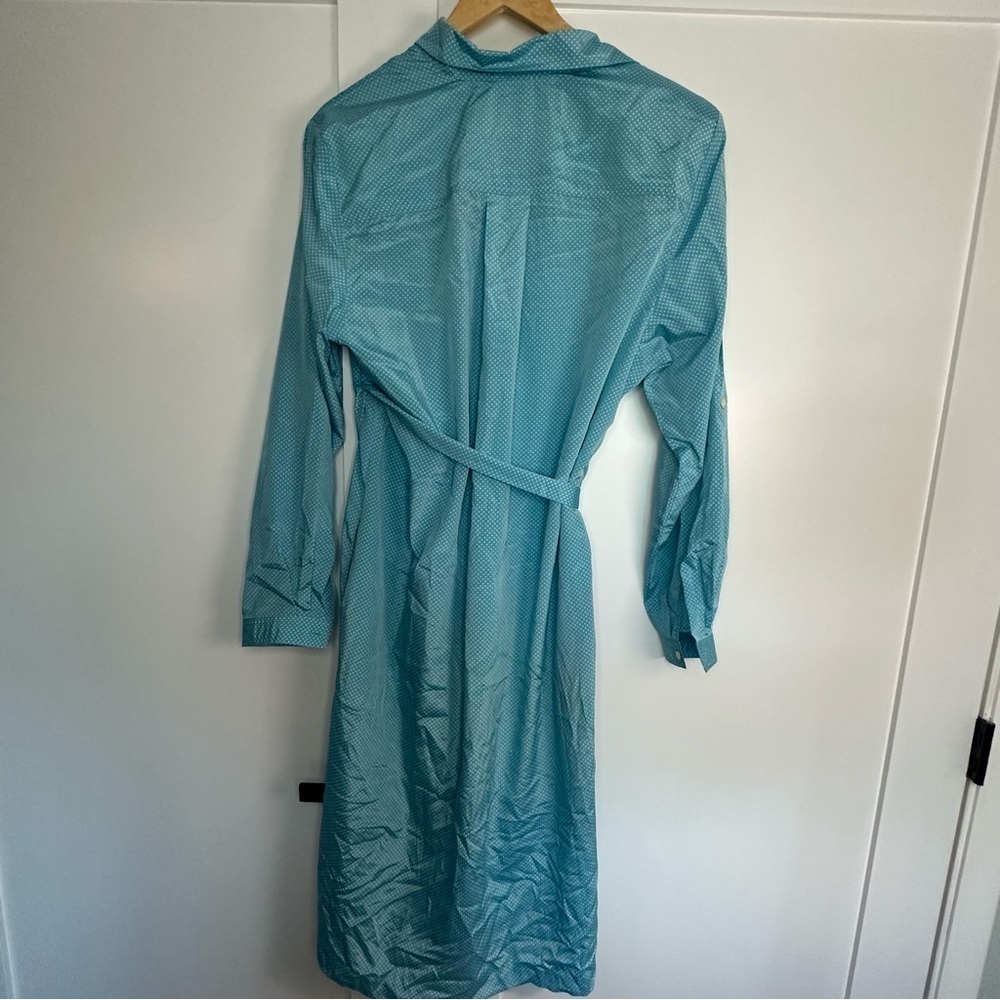 Ms Chaus blue white polka dot shirt dress 8 feminine satin Vintage 80’s 90’s - Picture 2 of 15